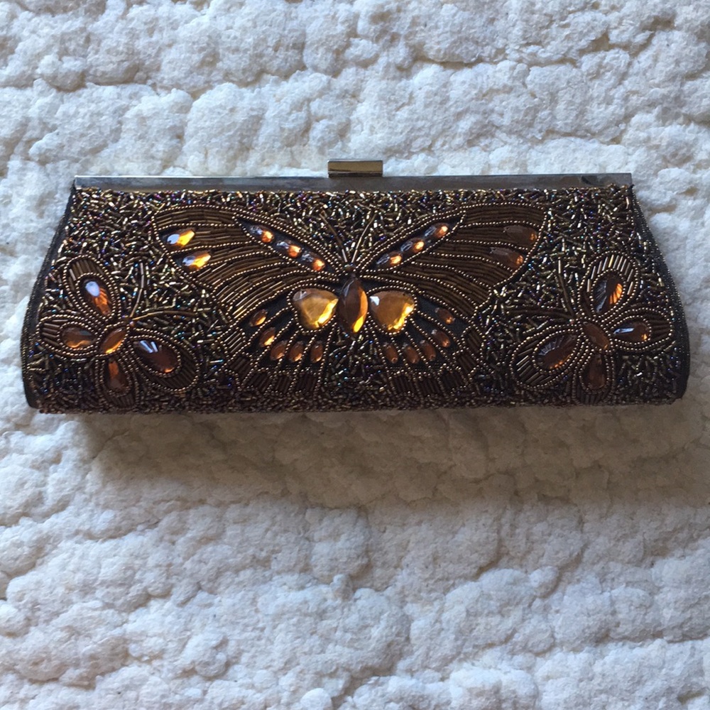 Custom beaded butterfly clutch purse